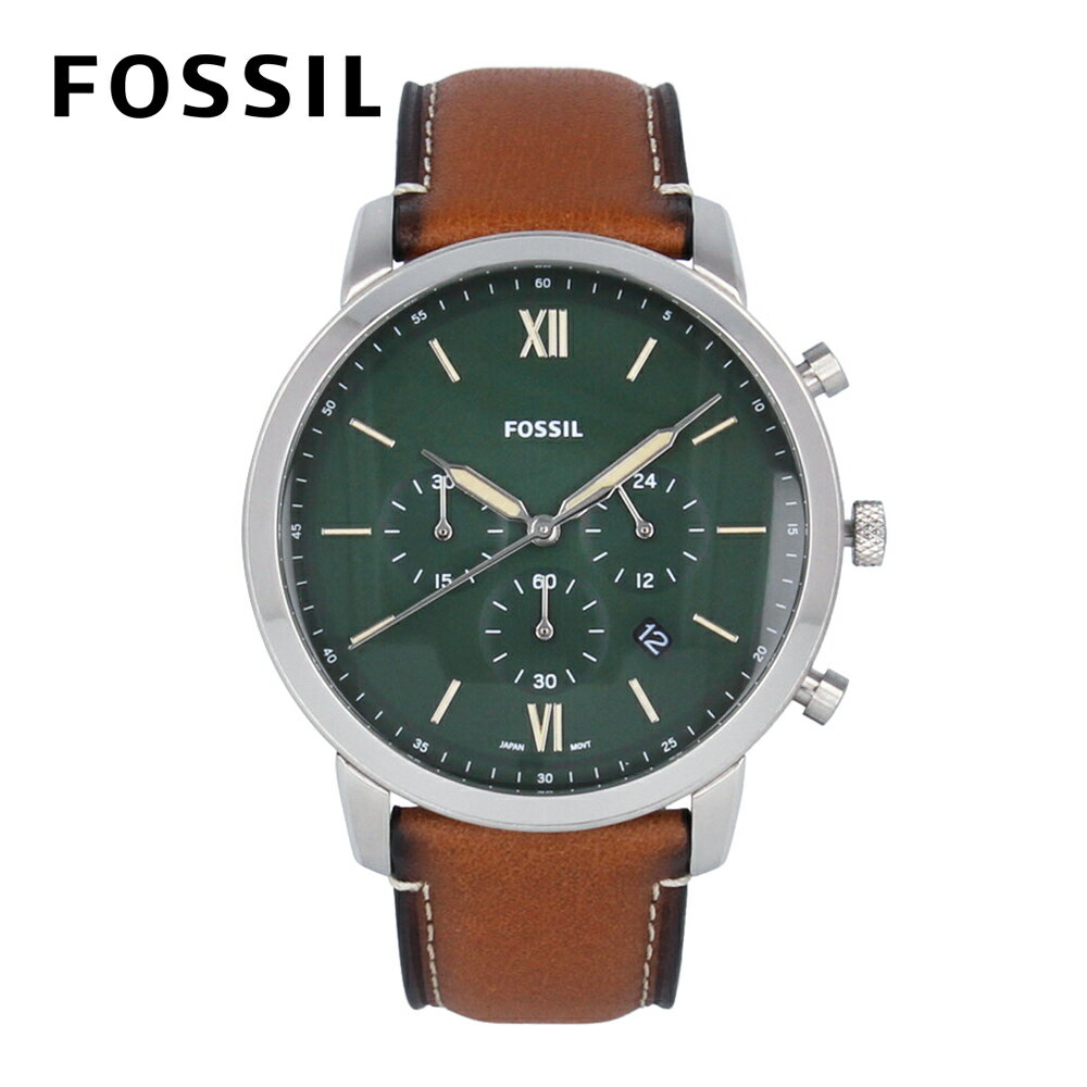 フォッシル ビジネス腕時計 メンズ FOSSIL フォッシル NEUTRA腕時計 時計 メンズ クオーツ アナログ クロノグラフ ステンレス レザー ブラウン シルバー グリーン FS5963プレゼント ギフト 1年保証 送料無料 父の日