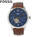 フォッシル 腕時計（メンズ） FOSSIL フォッシル腕時計 時計 メンズ 男性 アナログ 機械式 自動巻き オートマティック メカニカル 3針 スモールセコンド TOWNSMAN タウンズマン カジュアル ビジネス 仕事 防水 レザー 革 ブラウン 茶 ブルー 青 ME3110プレゼント ギフト 1年保証 送料無料