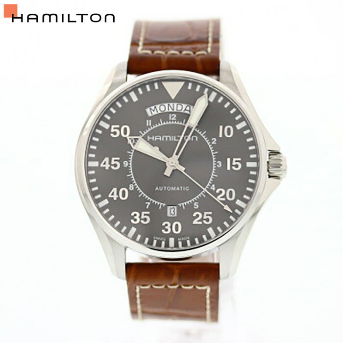 大決算セール開催中！9/11 1:59まで HAMILTON ハミルトン Khaki Aviation PILOT DAY DATE AUTO カーキパイロット デイデイト H64615585腕時計 時計 メンズ 自動巻き 機械式 レザー ブラウン カジュアルプレゼント ギフト 1年保証 送料無料