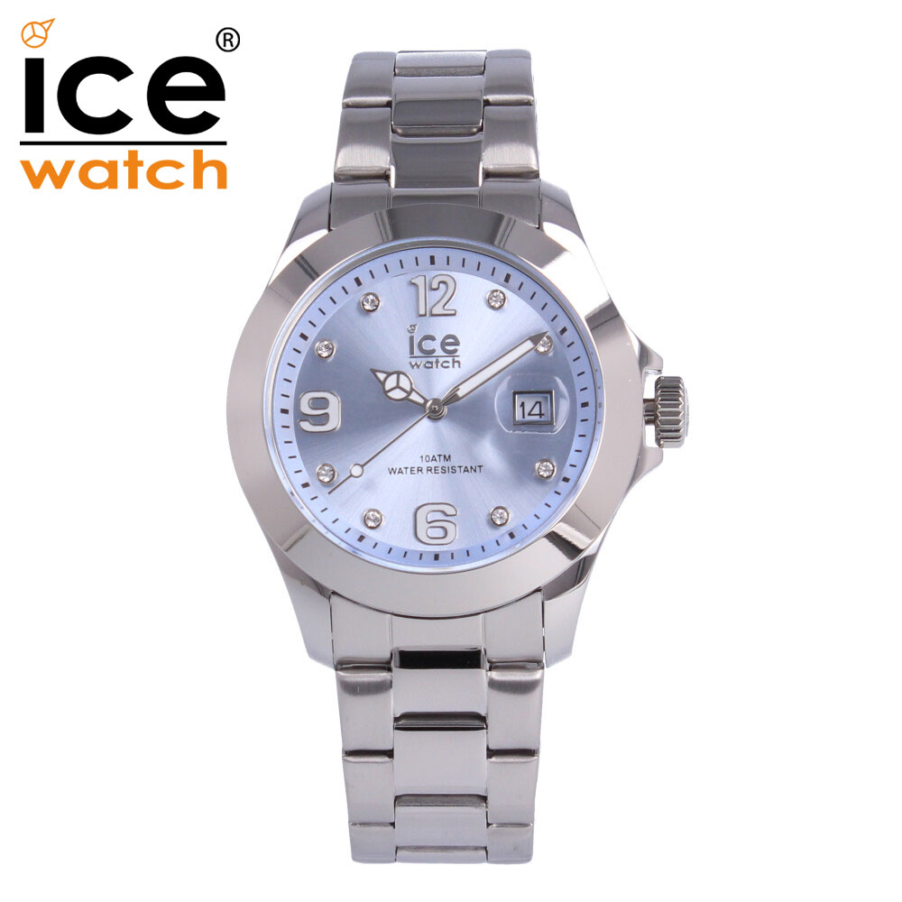 ICEWATCH アイスウォッチ ICE steel アイス スティール腕時計 時計 レディース クオーツ 3針 メタル シルバー ライトブルー スワロフスキー ストーン 016775プレゼント ギフト 1年保証 送料無料 父の日