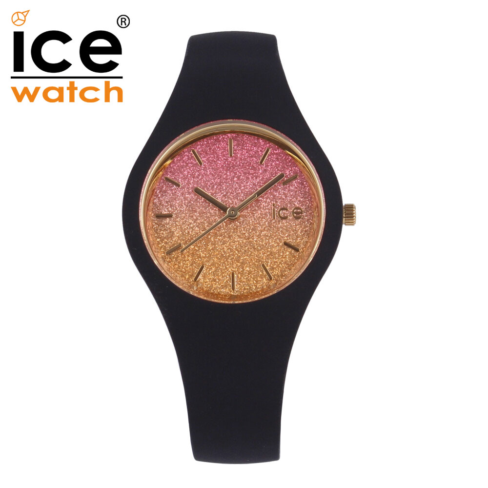 期間限定でポイント2倍！ICEWATCH アイスウォッチ ICE lo アイス ロー腕時計 時計 レディース クオーツ 3針 ラバー ブラック グラデーション ピンク オレンジ イエロー ゴールド 016904プレゼント ギフト 1年保証 送料無料