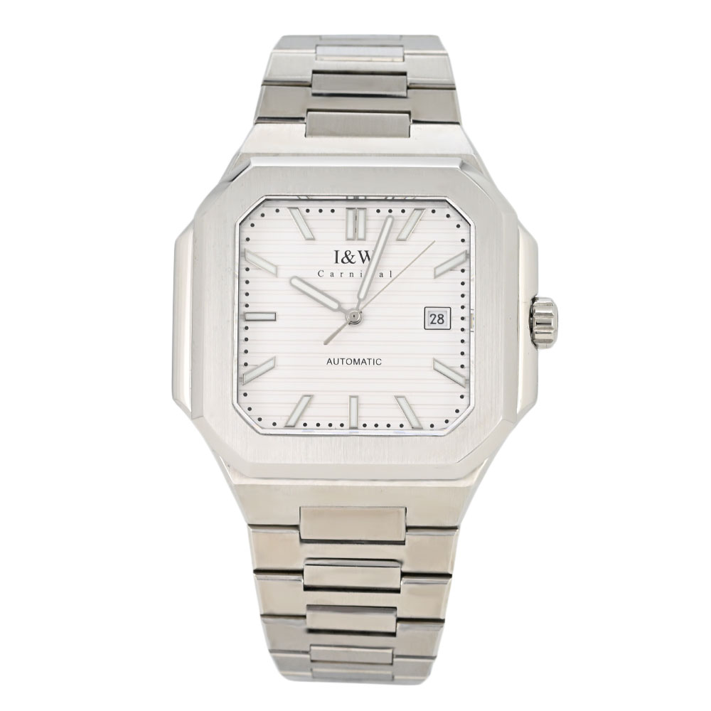 特徴 駆動方式 自動巻き 機能 防水 5気圧防水 サイズ 本体サイズ 縦×横×厚：約49.8×45.2×12.6mm 重さ 約169g バンドサイズ 最小〜最大：約15.5〜19.5cm 素材 風防素材 ミネラルガラス ケース素材 ステンレス ケースカラー シルバー ベゼルカラー シルバー 文字盤カラー ホワイト バンド素材 ステンレス バンドカラー シルバー 備考 マニュアル 英語 商品ケース I＆W Carnival製ボックス 保証書 弊社1年保証 備考 仕入情報 正規輸入代理店伝統と革新が織りなす、日常に寄り添うラグジュアリー I&W Carnival（アイアンドダブリュー カーニバル）は、革新と洗練を掲げるウォッチブランドです。 ブランド名「I&W」は「I & World（私と世界）」を意味し、高品質と新しいファッションをあなたの世界にもたらし、 自信と非凡な気質を持った新しい「あなた」を創造するという理念が込められています。