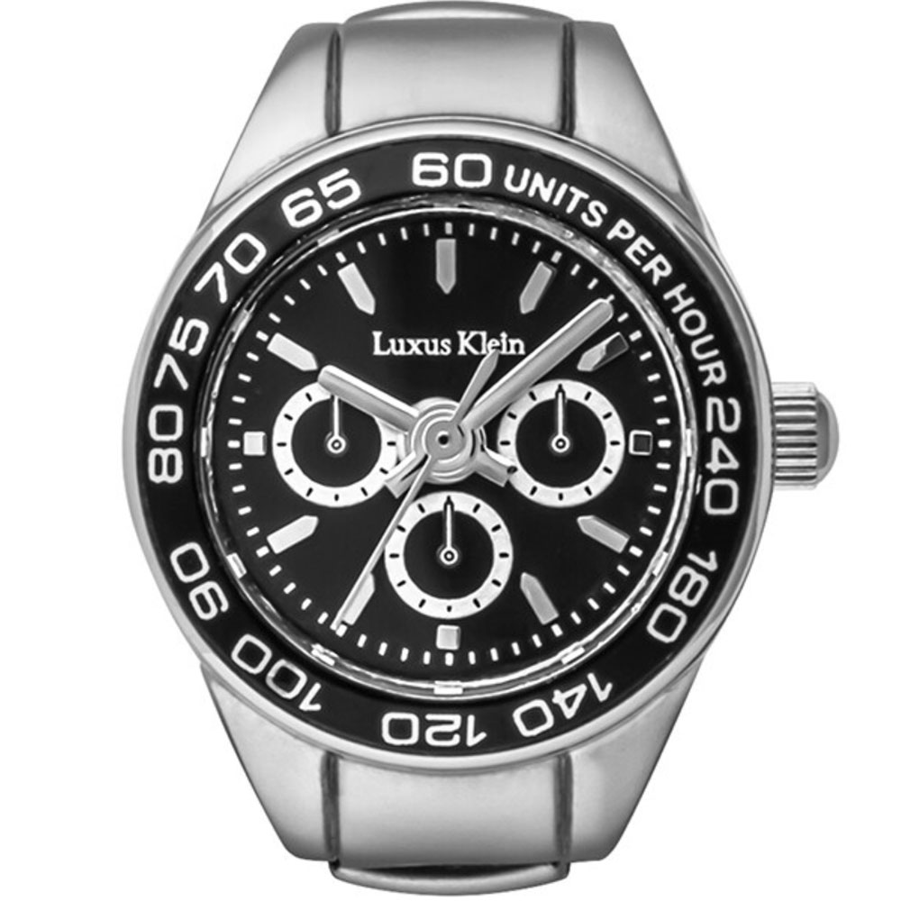 Luxus Klein ルクスクライン DT001SSBK アナログ クオーツ DTシリーズ　ディーティーシリーズ リングウォッチ　指輪　時計　シルバー　ブラック メンズプレゼント ギフト メーカー1年保証 送料無料[正規品]