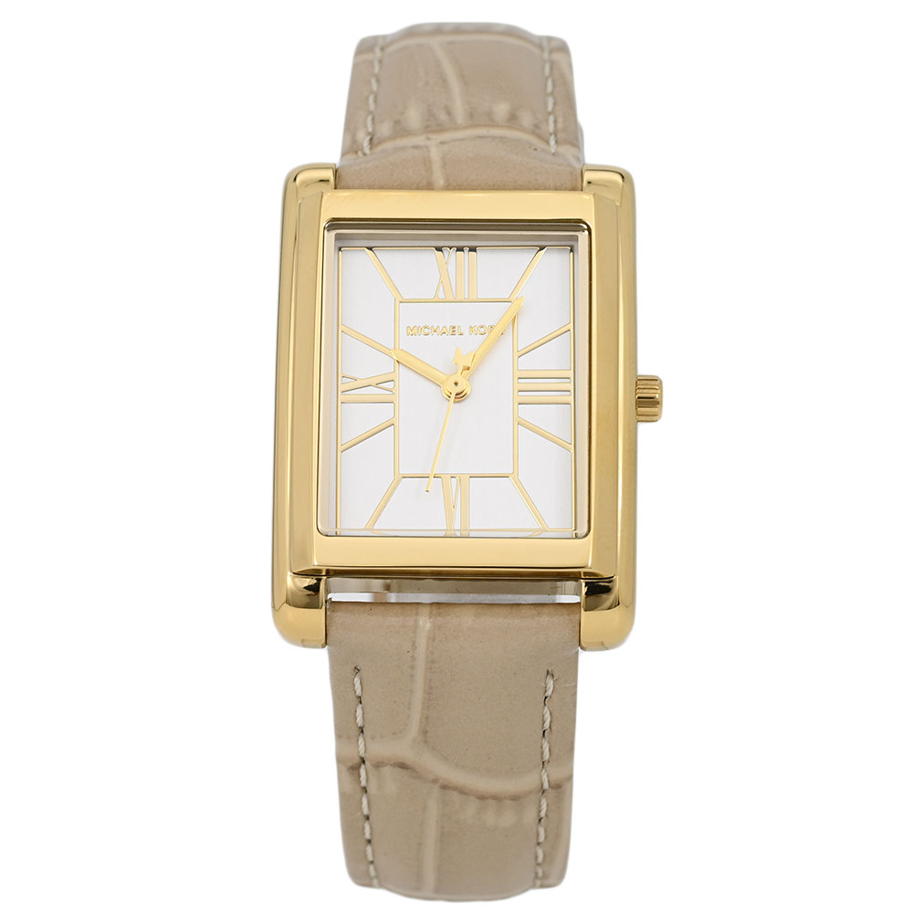 特徴 駆動方式 クオーツ 機能 防水 5気圧防水 サイズ 本体サイズ 縦×横×厚：約36×26×8.6mm 重さ 約35g バンドサイズ 最小〜最大：約12〜17cm 素材 風防素材 ミネラルガラス ケース素材 ステンレス ケースカラー ゴールド ベゼルカラー ゴールド 文字盤カラー ホワイト バンド素材 レザー バンドカラー アイボリー 備考 マニュアル 日本語・英語その他17か国語 商品ケース マイケルコース製ボックス 保証書 弊社1年保証 備考 仕入情報 弊社輸入商品(新品並行輸入)マイケル・コースは数々の受賞暦をもつ世界的に有名なラグジュアリー・アクセサリーとレディ・トゥ・ウェアのデザイナーです。 彼の名を冠した会社は1981年に設立され、近年ではマイケル・コース コレクション、マイケル マイケル・コース、マイケル・コース メンズの3ラインに、 アクセサリー、レディ・トゥ・ウェア、フットウェア、ウェアラブルテクノロジー、ウォッチ、そしてフレグランス製品を含む幅広いアイテムを展開しています。