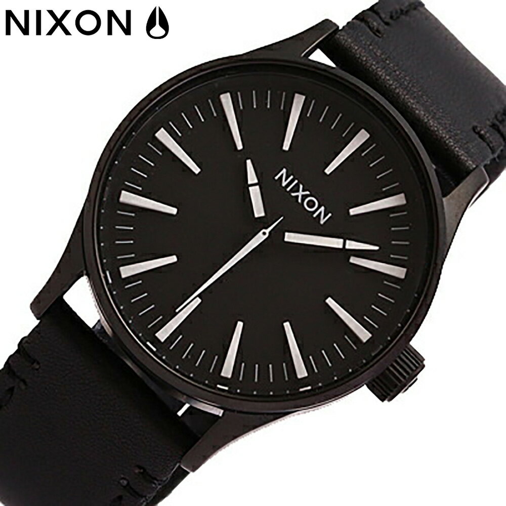 NIXON SENTRY ニクソン セントリー A377005腕時計 時計 レザー ブラック カジュアル クオーツプレゼント ギフト 1年保証 送料無料
