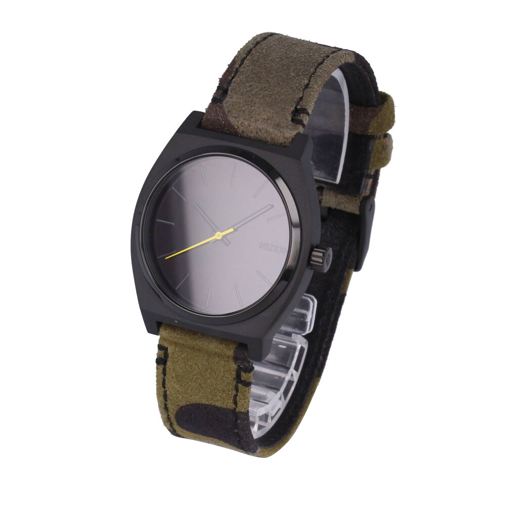 NIXON ニクソン Time Teller タイムテラー腕時計 時計 メンズ 防水 クオーツ アナログ 3針 ステンレス スエード レザー 迷彩 カモフラージュ カーキ ブラック グレー A0453054プレゼント ギフト 1年保証 送料無料