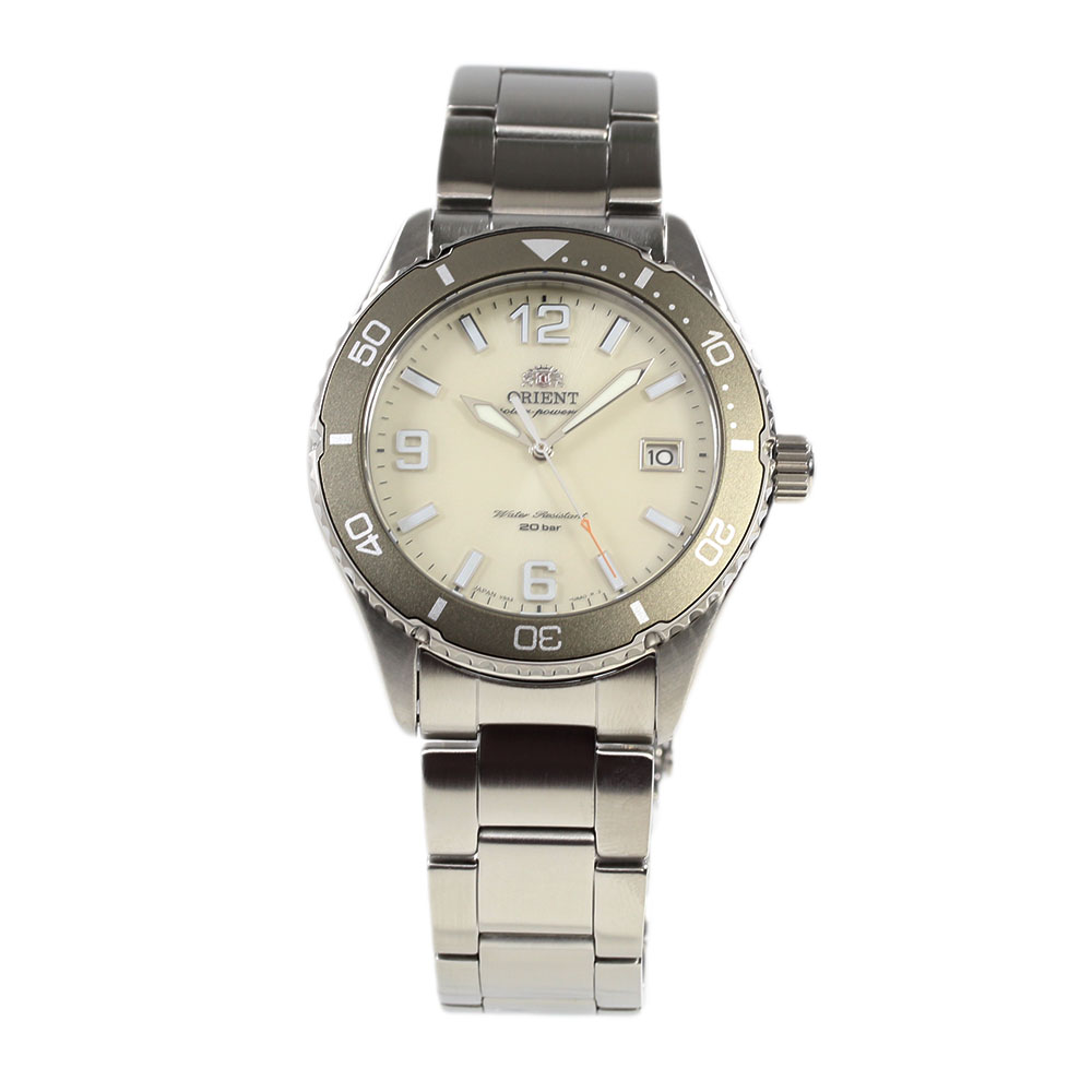 ORIENT Mako 40 RN-WJ0003S 2024年秋冬モデル メンズ クォーツ ソーラー メタルベルト アイボリー 腕時計 プレゼント ギフト 1年保証 送料無料