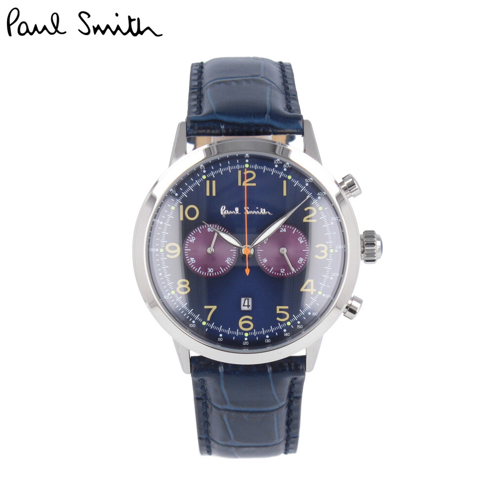 【大処分】PAUL SMITH ポールスミス腕時計 時計 メンズ クオーツ アナログ クロノグラフ レザー ステンレス ネイビー シルバー P10012プレゼント ギフト 1年保証 送料無料