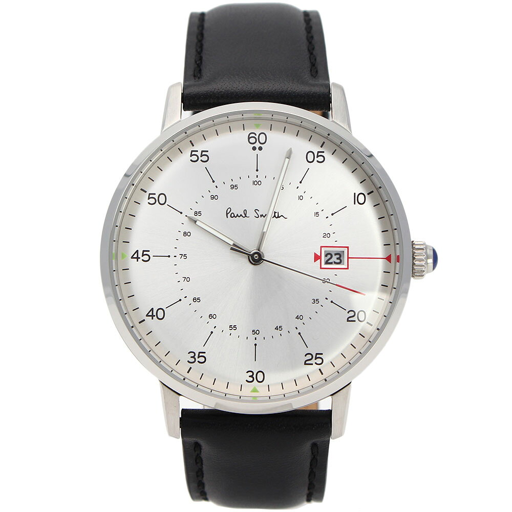 PAUL SMITH ポールスミス P10072 アナログ クオーツ Gauge　ゲージ　レザーベルト　革ベルト　シルバー　ブラック メンズ腕時計 プレゼント ギフト 1年保証 送料無料 海外モデル　並行輸入品