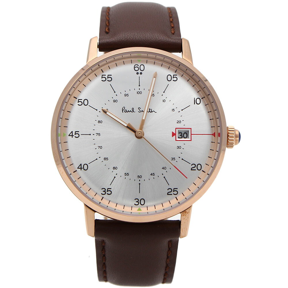 PAUL SMITH ポールスミス P10077 アナログ クオーツ Gauge　ゲージ　レザーベルト　革ベルト　ローズゴールド　シルバー　ブラウン メンズ腕時計 プレゼント ギフト 1年保証 送料無料 海外モデル　並行輸入品