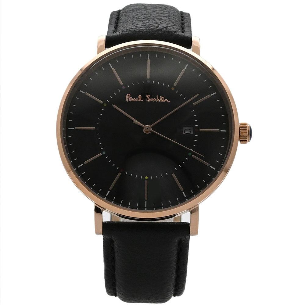 PAUL SMITH ポールスミス P10081 アナログ クオーツ TRACK　トラック　レザーベルト　革ベルト　IPR　ローズゴールド　ブラック メンズ腕時計 プレゼント ギフト 1年保証 送料無料 海外モデル　並行輸入品