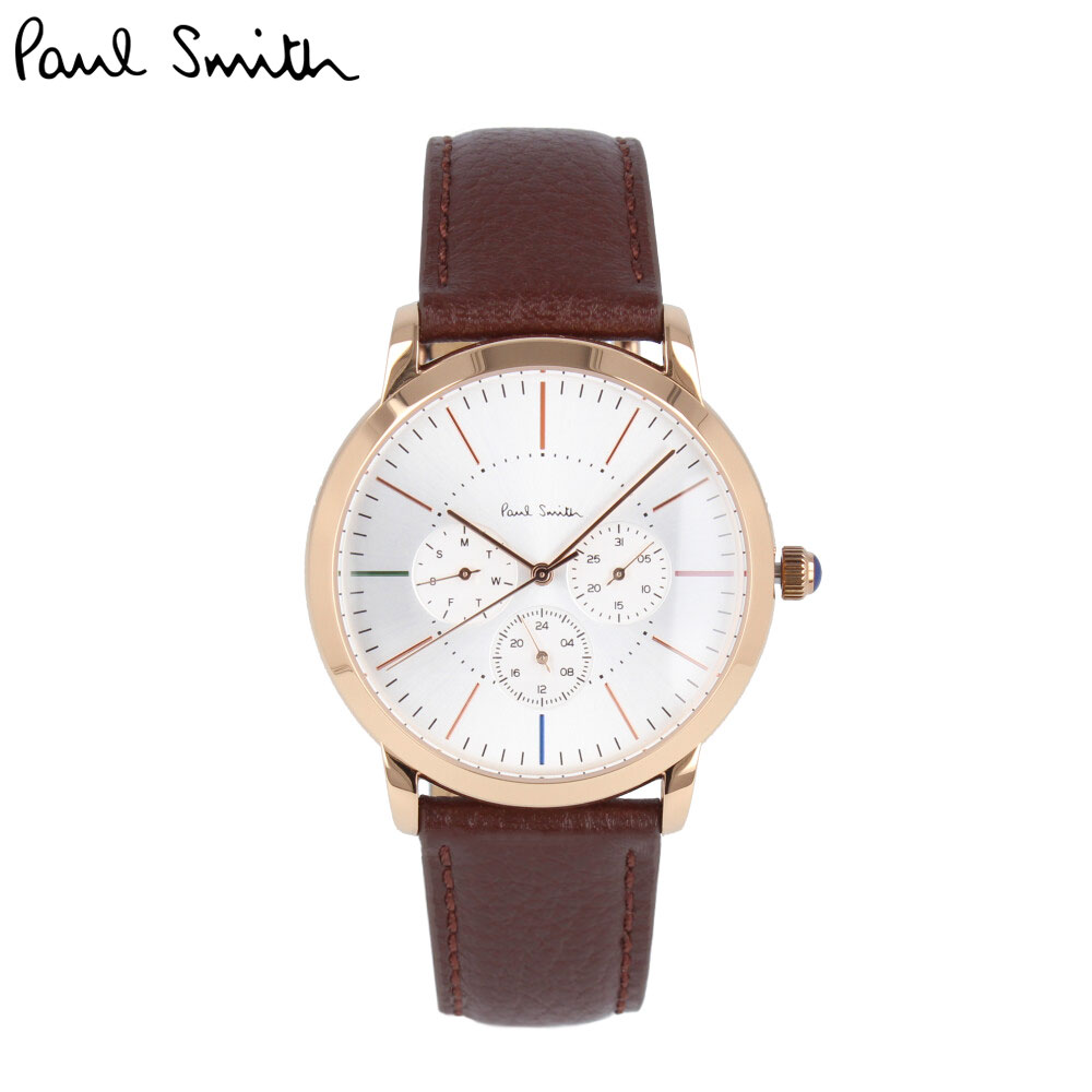 【大処分】 PAUL SMITH ポールスミス腕時計 時計 メンズ クオーツ アナログ 3針 レザー ステンレス ブラウン ピンクゴールド シルバー P10112プレゼント ギフト 1年保証 送料無料