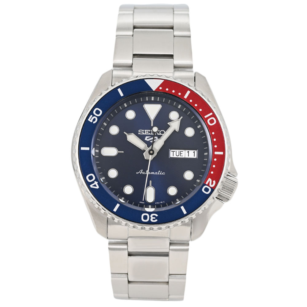 Rakuten - SEIKO セイコー SEIKO5 SPORTS セイコーファイブ スポーツ 腕時計 時計 メンズ アナログ 自動巻き オートマティック デイ デイト カジュアル アウトドア 防水 メタル ステンレス ブルー 青 レッド 赤 ペプシ 新ロゴ SRPD53K1 プレゼント ギフト 1年保証 送料無料