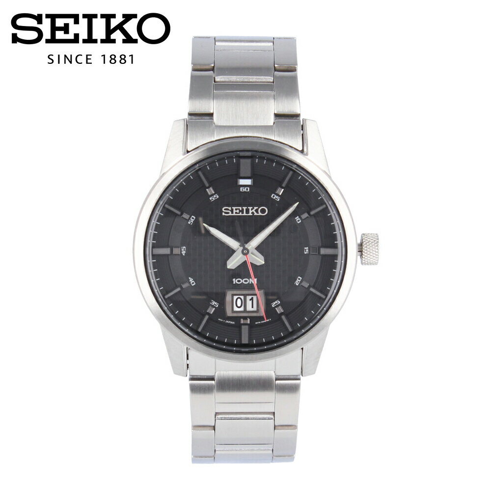 SEIKO セイコー クラシック 腕時計 時計 メンズ アナログ クオーツ 3針 ビッグデイト ステンレス メタル ブレス ブラック シルバー SUR269Pプレゼント ギフト 1年保証 送料無料