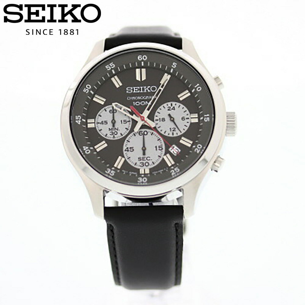 New限定品 Seiko セイコー腕時計 時計 メンズ アナログ クオーツ クロノグラフ スポーティー ビジネス 仕事 就活 防水 レザー 革 ブラック 黒 シルバー 銀 Sks595pプレゼント ギフト 1年保証 送料無料 工場直送 Www Unigraf Com Ar