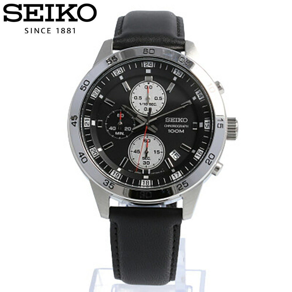 ギフト Seiko セイコー腕時計 時計 メンズ アナログ クオーツ クロノグラフ スポーティー ビジネス 仕事 就活 防水 レザー 革 ブラック 黒 シルバー 銀 Sks649pプレゼント ギフト 1年保証 高品質の人気 Www Greenmountainsmokables Com