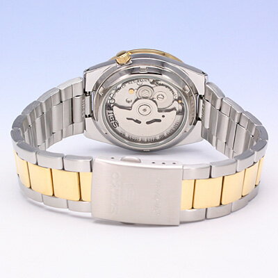 SEIKO セイコー SEIKO5 セイコーファイブ 腕時計 時計 メンズ アナログ 自動巻き オートマティック 日本製 カジュアル 防水 ステンレス メタル ブレス ゴールド 金 シルバー 銀 コンビ シースルーバック 裏スケ SNKE04Jプレゼント ギフト 1年保証 送料無料