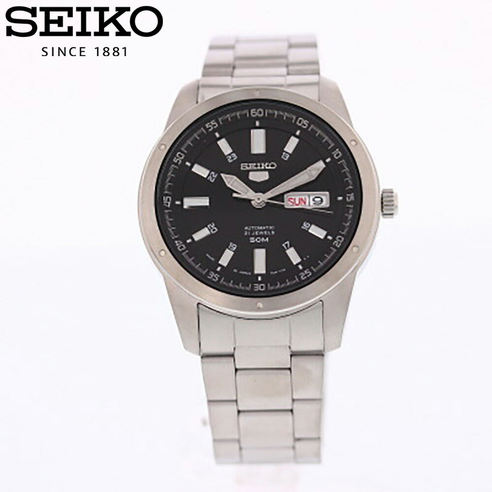 樂天商城 - SEIKO セイコー SEIKO5 セイコーファイブ腕時計 メンズ アナログ 自動巻き オートマティック 日本製 デイデイト 就活 防水 メタル ブレス シルバー ブラック ビッグケース SNKN13J