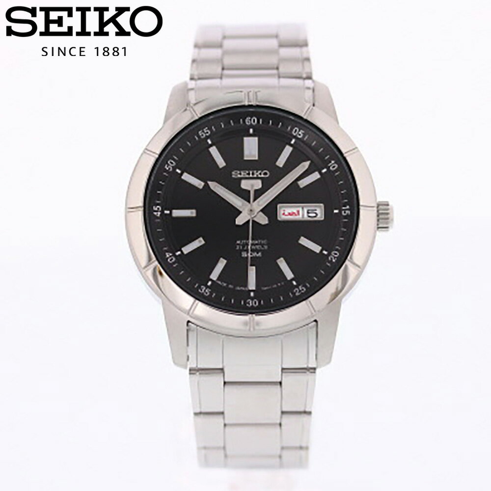 SEIKO セイコー SEIKO5 セイコーファイブ腕時計 時計 メンズ アナログ 自動巻き オートマティック 日本製 デイデイト ビジネス 仕事 就活 防水 ステンレス メタル ブレス シルバー 銀 ブラック 黒 ビッグケース SNKN55Jプレゼント ギフト 1年保証 送料無料