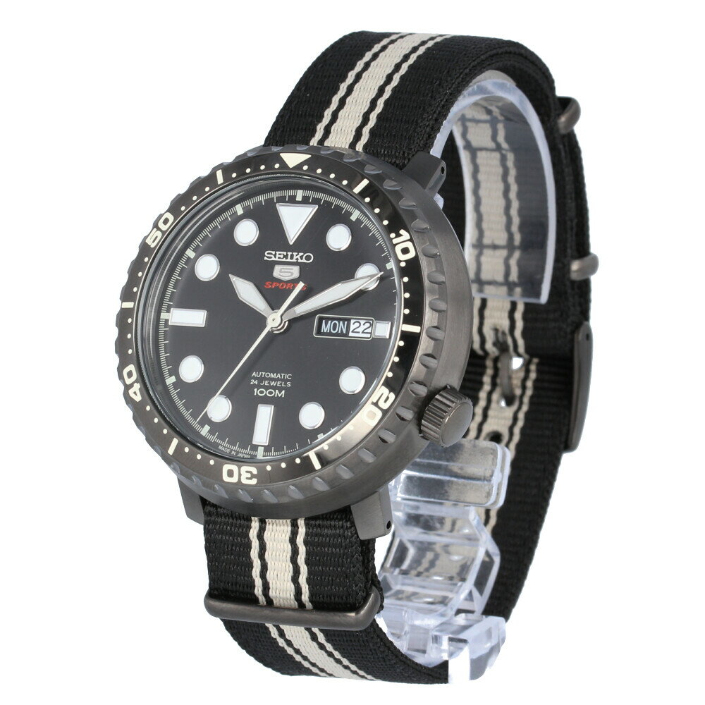 SEIKO 5 / セイコーファイブ SRPC67J 腕時計 メンズ ナイロン 自動巻き 機械式 ブラック アイボリー 【あす楽対応_東海】