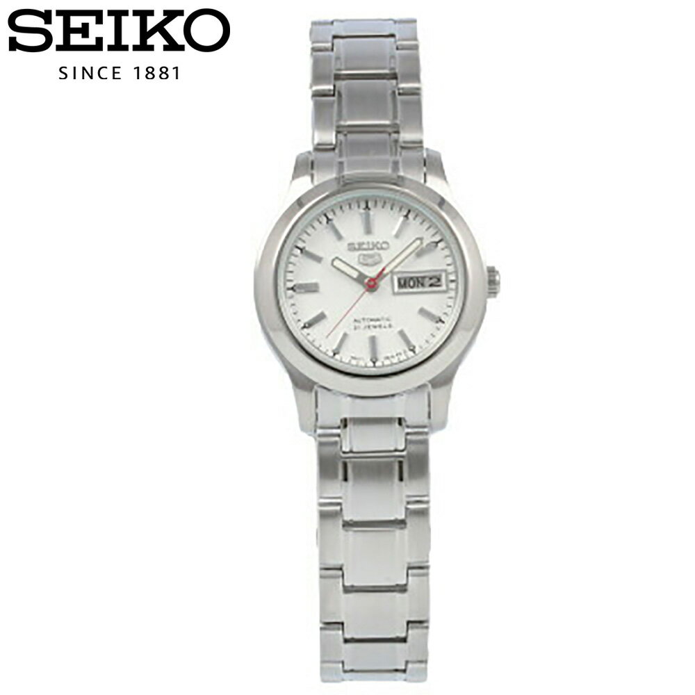 SEIKO セイコー SEIKO5 セイコーファイブ 腕時計 時計 レディース アナログ 自動巻き オートマティック デイデイト ビジネス 仕事 就活 防水 ステンレス メタル ブレス シルバー 銀 ルミブライト 夜光 SYMD87K プレゼント ギフト 1年保証 送料無料