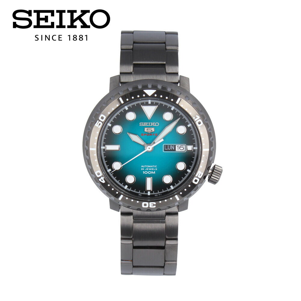 SEIKO5 セイコーファイブ Sports スポーツ腕時計 時計 メンズ 防水 オートマチック メカニカル 自動巻き ステンレス メタル ブラック グリーン SRPC65Kプレゼント ギフト 1年保証 送料無料