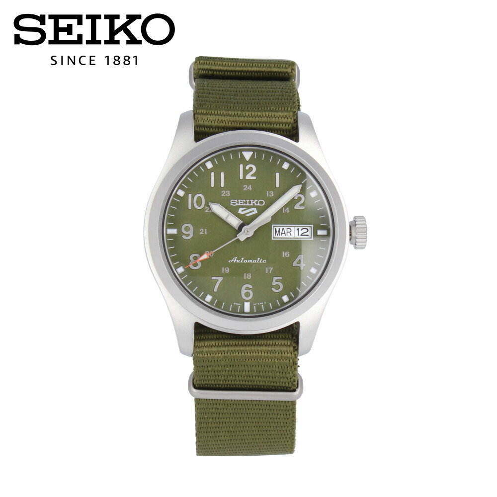 SEIKO5 セイコーファイブ スポーツ腕時計 時計 メンズ 防水 オートマチック メカニカル 自動巻き アナログ 3針 ステンレス ナイロン グリーン カーキ シルバー SRPG33Kプレゼント ギフト 1年保証 送料無料 父の日