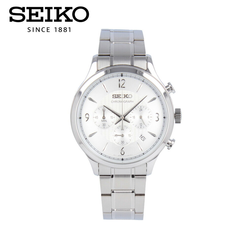 SEIKO セイコー腕時計 時計 メンズ 防水 クオーツ アナログ クロノグラフ ステンレス メタル シルバー ホワイト SSB337Pプレゼント ギフト 1年保証 送料無料