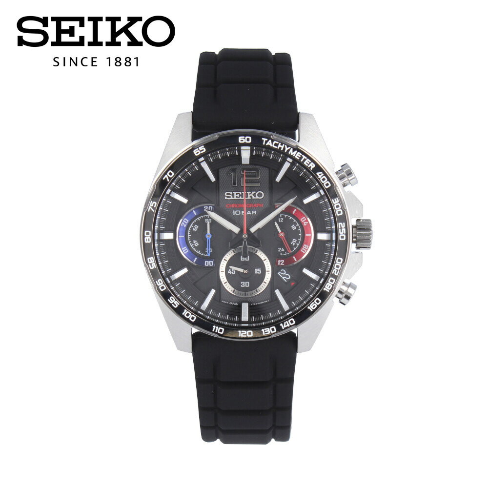SEIKO セイコー腕時計 時計 メンズ 防水 クオーツ アナログ クロノグラフ ステンレス ラバー ブラック シルバー SSB347Pプレゼント ギフト 1年保証 送料無料
