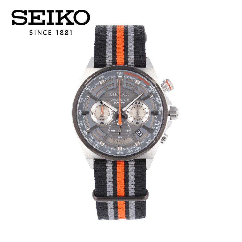 SEIKO セイコー腕時計 時計 メンズ 防水 クオーツ アナログ クロノグラフ ステンレス ナイロン ストライプ シルバー ブラック オレンジ グレー SSB403Pプレゼント ギフト 1年保証 送料無料