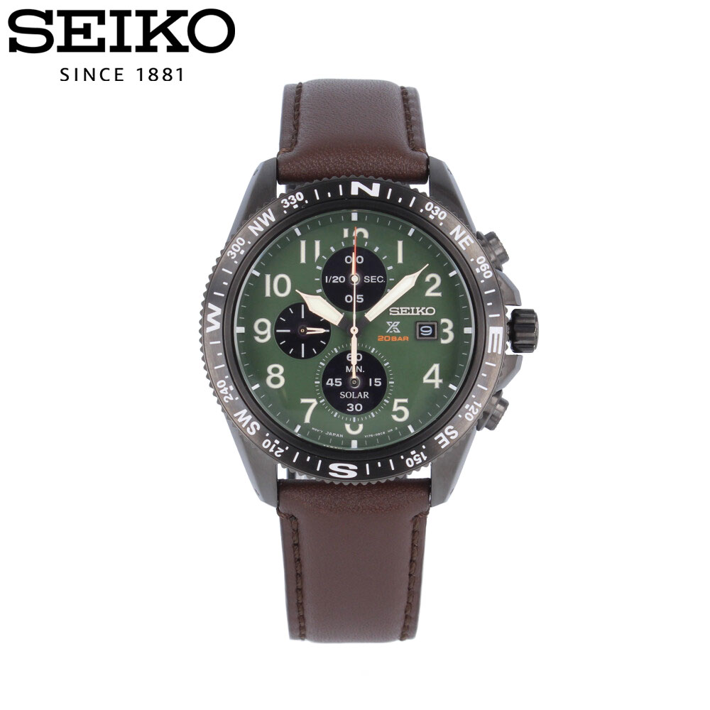 SEIKO セイコー Prospex プロスペックス腕時計 時計 メンズ 防水 ソーラー アナログ クロノグラフ レザー ブラウン ブラック グリーン SSC739Pプレゼント ギフト 1年保証 送料無料