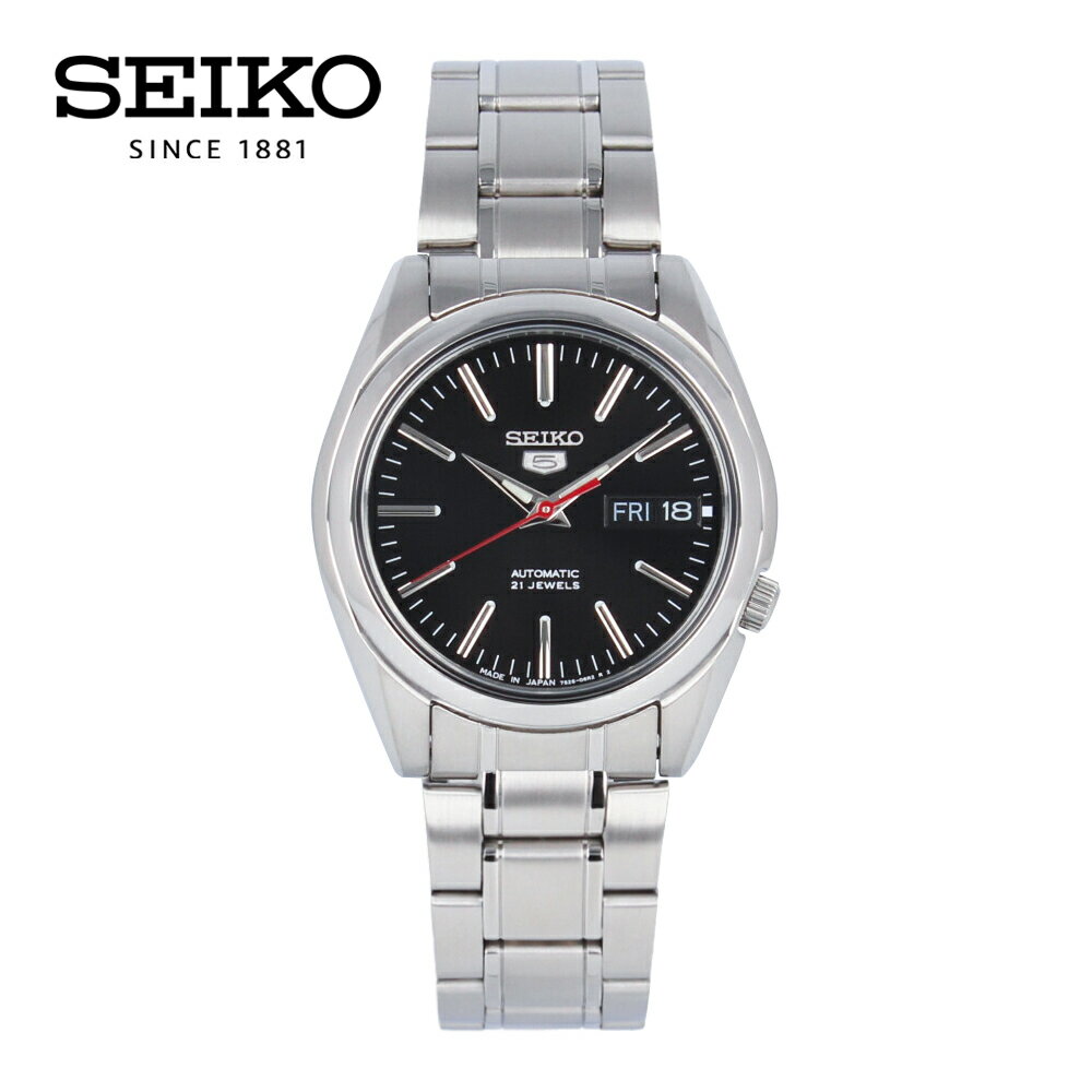 SEIKO セイコー SEIKO5 セイコーファイブ腕時計 時計 メンズ アナログ 自動巻き オートマティック 日本製 デイデイト ビジネス 仕事 就活 防水 ステンレス メタル ブレス ブラック 黒 シルバー 銀 SNKL45Jプレゼント ギフト 1年保証 送料無料