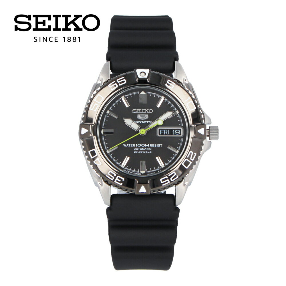 スポーツ 最大500円OFFクーポン配布中！5/27 1:59まで SEIKO5 セイコーファイブ Sports スポーツ腕時計 時計 メンズ 防水 オートマチック メカニカル 自動巻き アナログ 3針 ステンレス 樹脂 ブラック シルバー SNZB23J2プレゼント ギフト 1年保証 送料無料 父の日