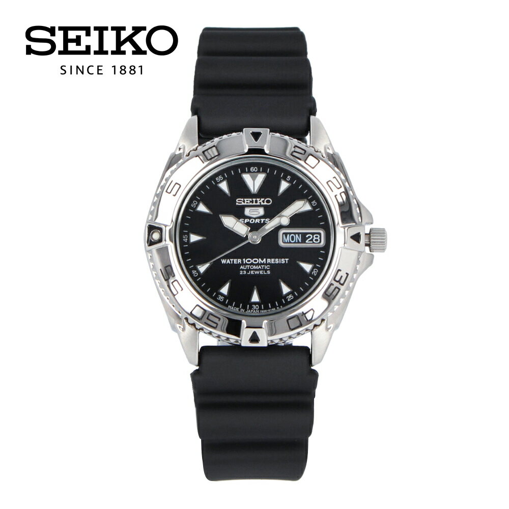 スポーツ SEIKO5 セイコーファイブ Sports スポーツ腕時計 時計 メンズ 防水 オートマチック メカニカル 自動巻き アナログ 3針 ステンレス 樹脂 ブラック シルバー SNZB33J2プレゼント ギフト 1年保証 送料無料