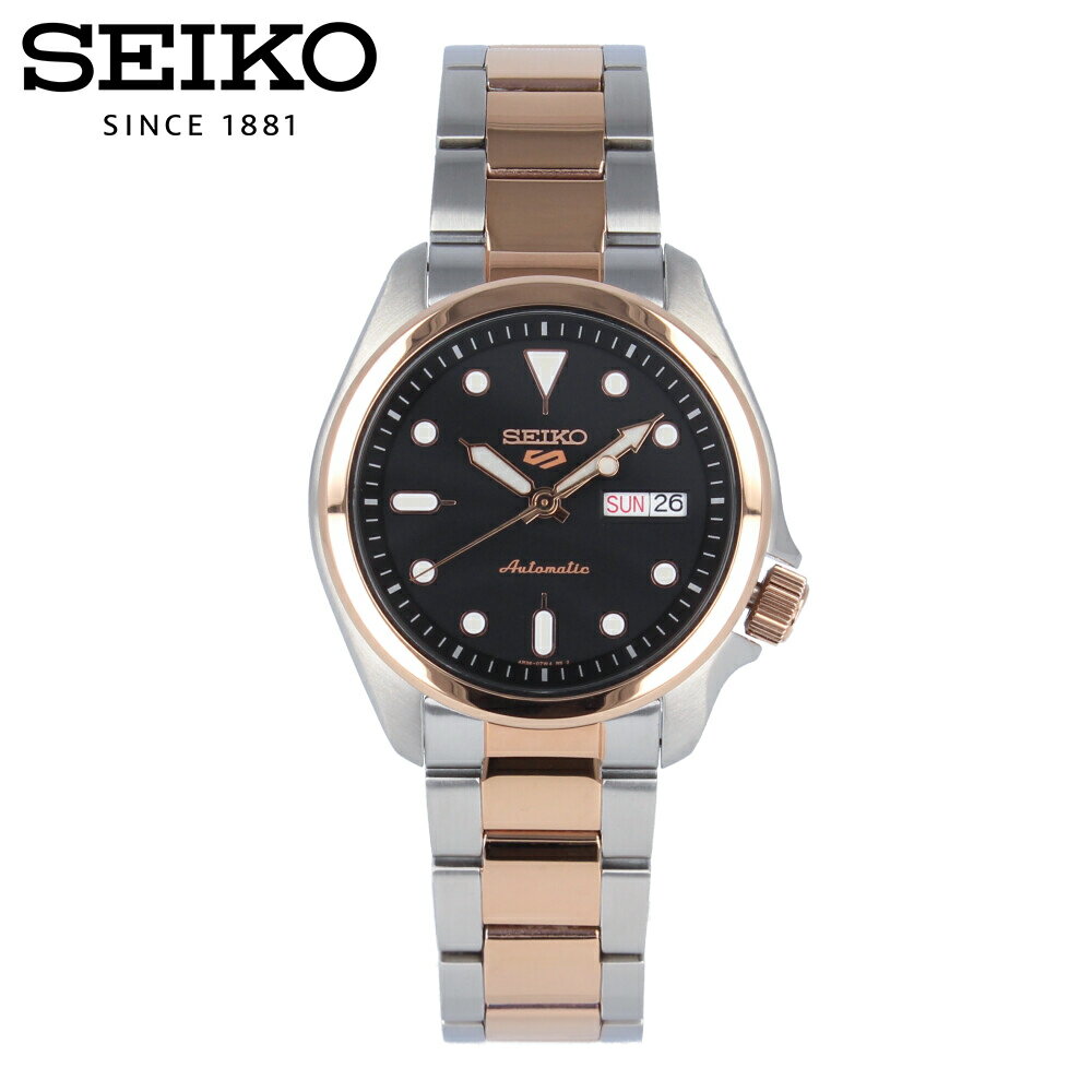 SEIKO5 セイコーファイブ腕時計 時計 メンズ 防水 オートマチック メカニカル 自動巻き アナログ 3針 ステンレス メタル コンビベルト ツートン ピンクゴールド シルバー ブラック SRPE58Kプレゼント ギフト 1年保証 送料無料