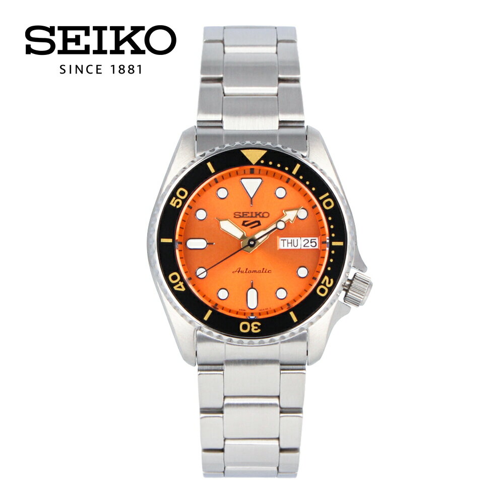 Rakuten - SEIKO5 セイコーファイブ Sports スポーツ SKX ミディ腕時計 時計 メンズ 防水 オートマチック メカニカル 自動巻き アナログ 3針 ステンレス メタル シルバー オレンジ ブラック SRPK35Kプレゼント ギフト 1年保証 送料無料