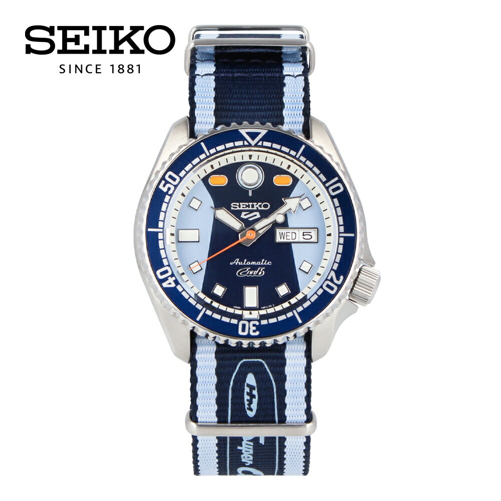 セイコーファイブ 腕時計（メンズ） SEIKO5 セイコーファイブ Sports ホンダ スーパーカブ Super Cub 7500本 限定 ストラップ付き腕時計 時計 メンズ 防水 オートマチック 自動巻き アナログ ステンレス ナイロン NATOベルト ネイビー ライトブルー シルバー SRPK37Kプレゼント ギフト 1年保証 送料無料