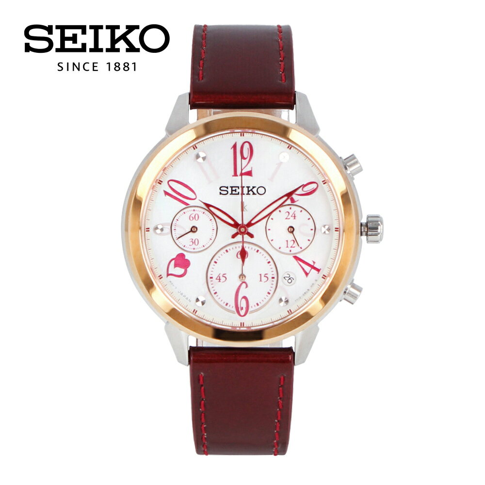 LUKIA ルキア SEIKO セイコー Limited Edition 限定モデル腕時計 時計 レディース 防水 クオーツ アナログ クロノグラフ ステンレス レザー ワインレッド ピンクゴールド シルバー ホワイト シェル SRW812Pプレゼント ギフト 1年保証 送料無料 父の日 1