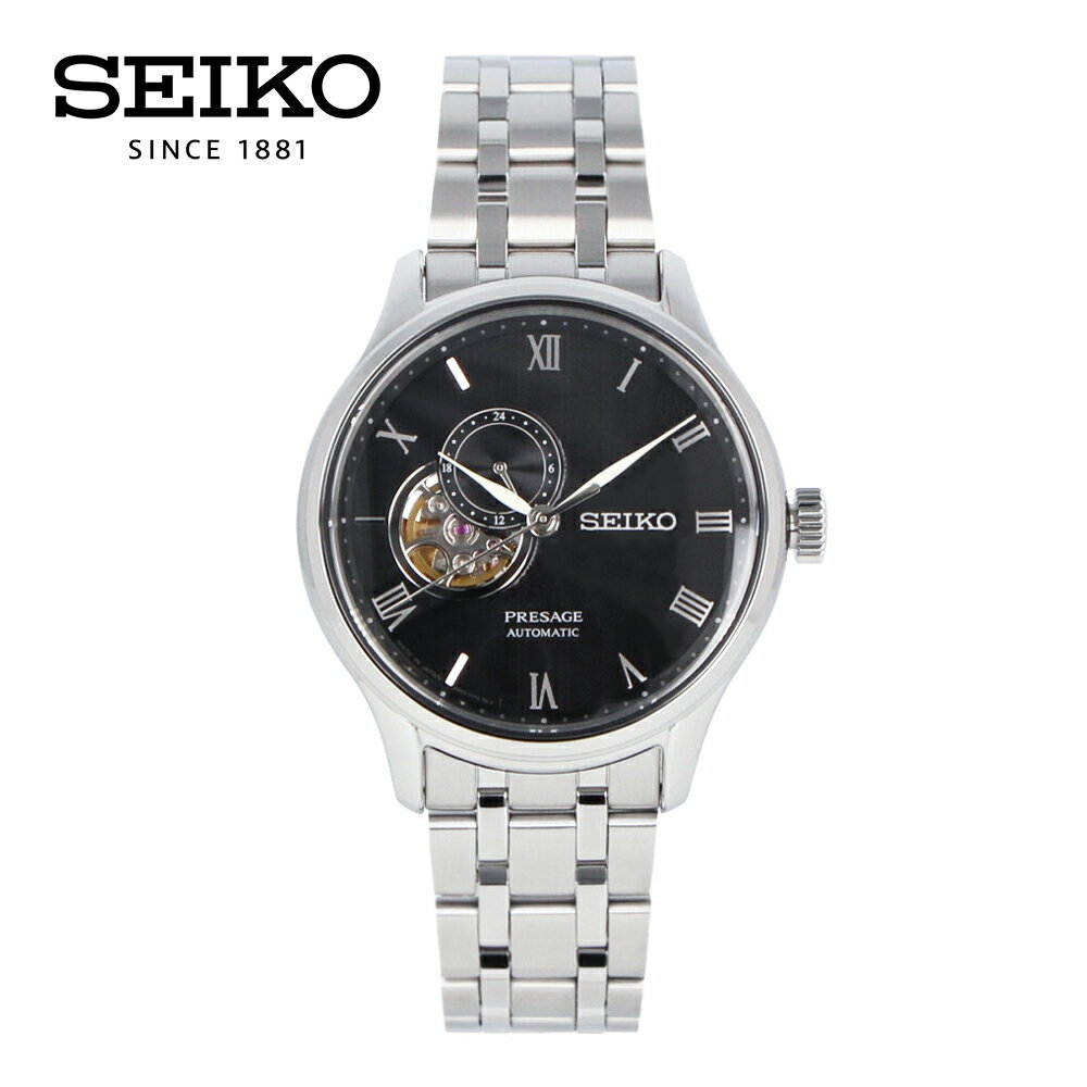 PRESAGE プレザージュ SEIKO セイコー Japanese Garden腕時計 メンズ メカニカル オートマチック 自動巻き アナログ 3針 オープンハート メタル シルバー ブラック SSA377J