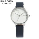 エントリー&3,000円以上お買い上げでポイント3倍！4/1 23:59まで SKAGEN スカーゲン ANITA アニタ SKW2719腕時計 時計 レディース 大理石 レザー ネイビー ホワイト カジュアル クオーツプレゼント ギフト 1年保証 送料無料 その1