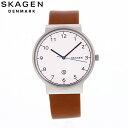 エントリー&3,000円以上お買い上げでポイント3倍！4/1 23:59まで SKAGEN スカーゲン ANCHER アンカー SKW6433腕時計 時計 メンズ レザー ブラウン ホワイト カジュアル シンプル クオーツプレゼント ギフト 1年保証 送料無料 その1