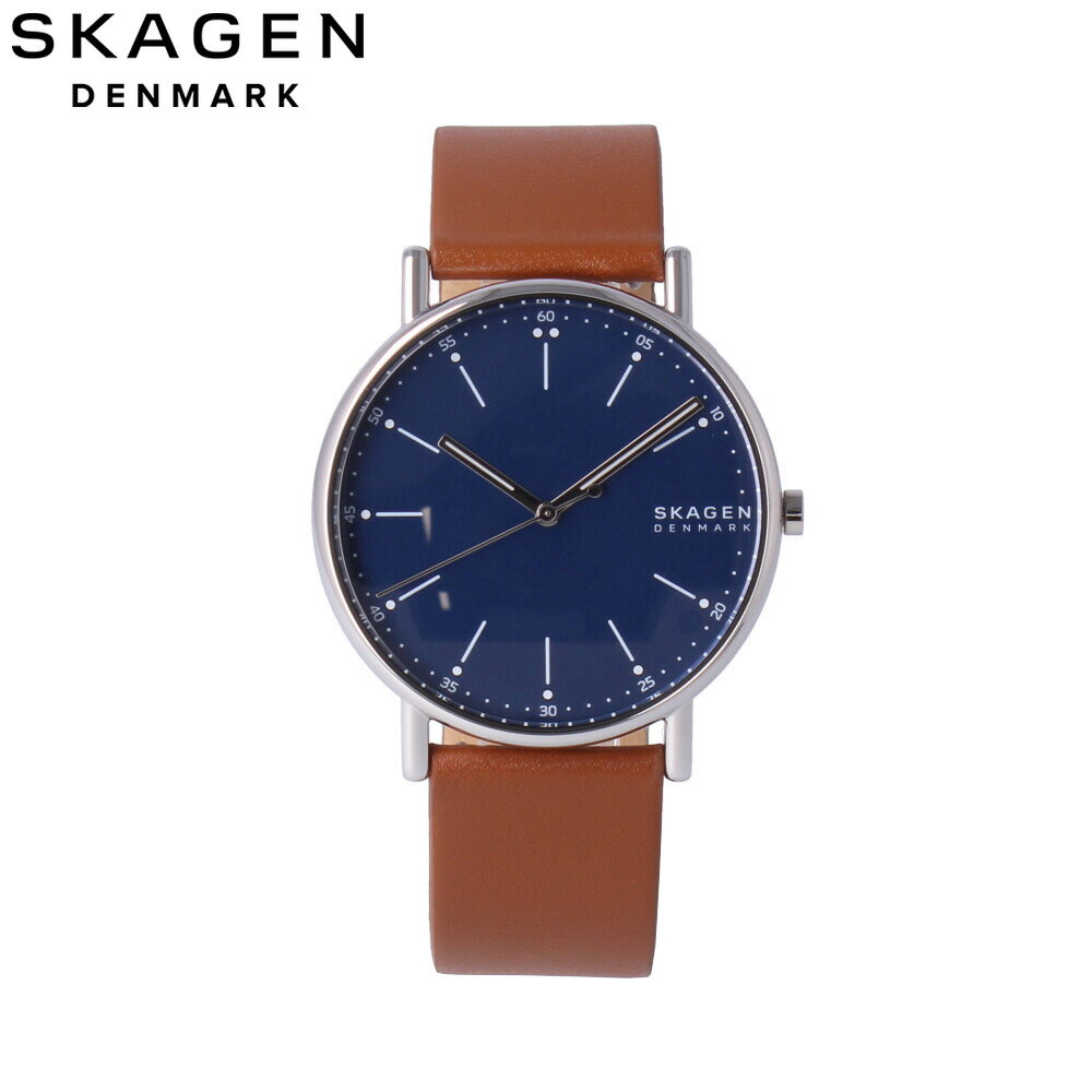 スカーゲン 腕時計（メンズ） SKAGEN スカーゲン腕時計 時計 メンズ クオーツ アナログ 3針 北欧 レザー ブラウン シルバー ネイビー SKW6355プレゼント ギフト 1年保証 送料無料 父の日