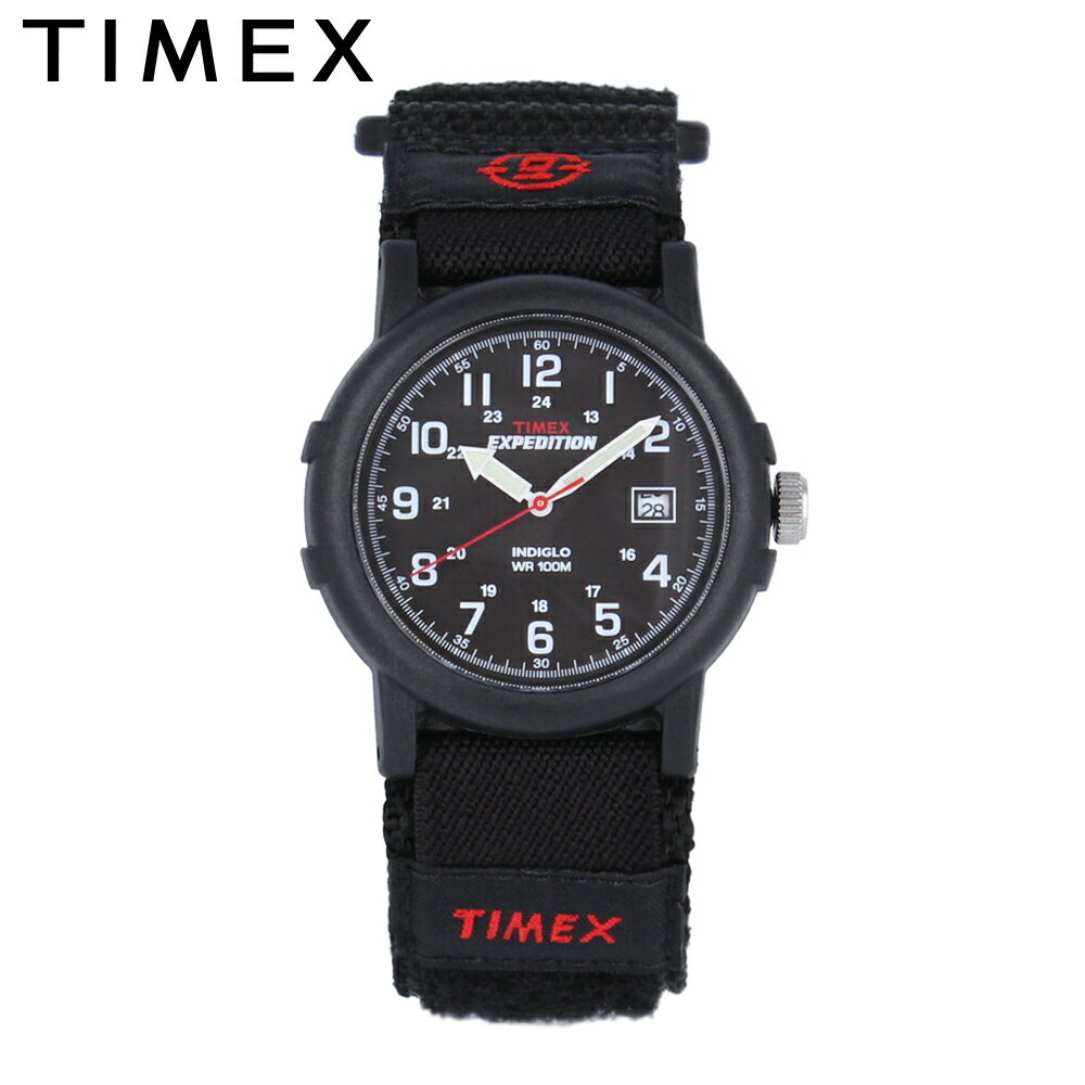 TIMEX タイメックス EXPEDITION エクスペディション キャンパー腕時計 時計 メンズ クオーツ アナログ 3針 樹脂 ナイロン ベルクロ ブラック T40011プレゼント ギフト 1年保証 送料無料