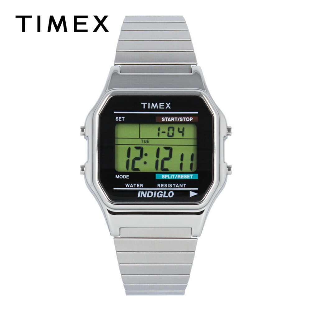 TIMEX タイメックス Classic Digital TIMEX 80 クラシックデジタル腕時計 時計 ユニセックス メンズ レディース クオーツ デジタル 真鍮 ステンレス メタル エクスパンションベルト 蛇腹 シルバー ブラック T78587プレゼント ギフト 1年保証 送料無料