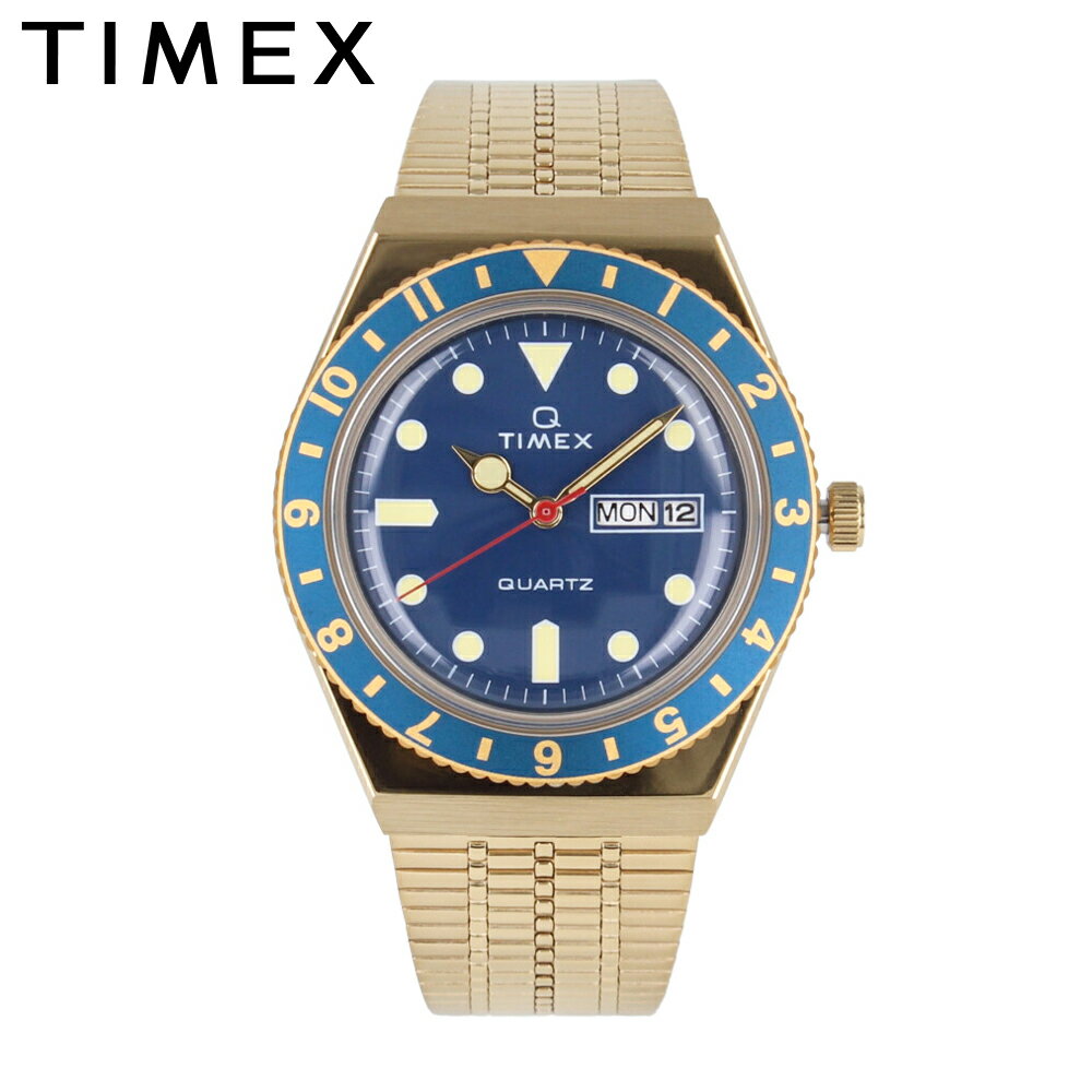 タイメックス 腕時計（メンズ） SSで使える最大500円OFFクーポン配布中！TIMEX タイメックス TIMEX Q タイメックスキュー腕時計 時計 メンズ クオーツ アナログ 3針 ステンレス メタル ゴールド ネイビー TW2U62000プレゼント ギフト 1年保証 送料無料 父の日