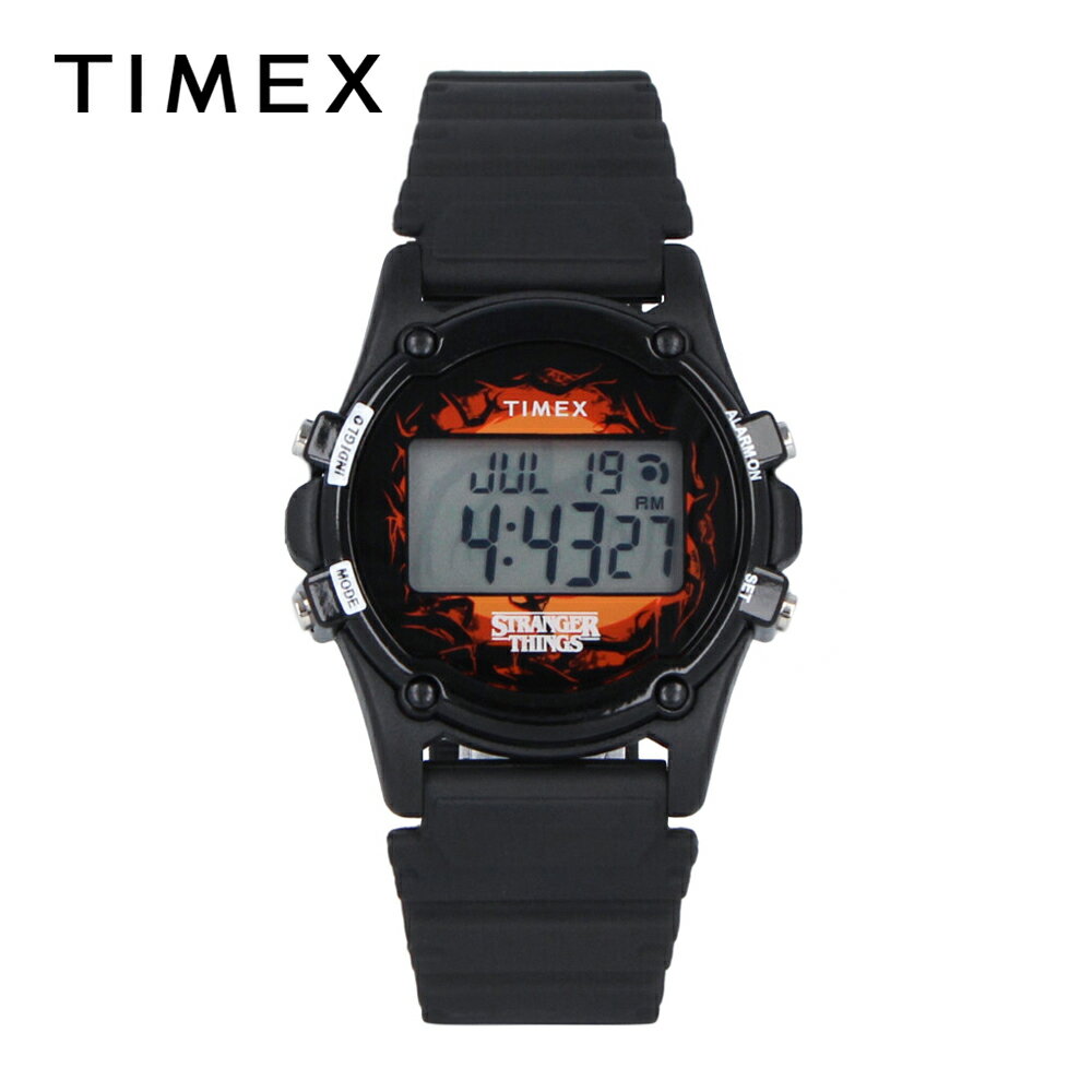 TIMEX タイメックス Stranger Things ストレンジャーシングス コラボレーション コラボモデル アトランティス 100腕時計 時計 ユニセックス メンズ レディース 防水 クオーツ デジタル 樹脂 ブラック オレンジ TW2V51000プレゼント ギフト 1年保証 送料無料