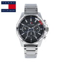 20日限定でMAX500円OFFクーポン配布中！TOMMY HILFIGER トミー ヒルフィガー Mason腕時計 時計 メンズ クオーツ アナログ 3針 ステンレス メタル シルバー ブラック 1791936プレゼント ギフト 1年保証 送料無料 母の日