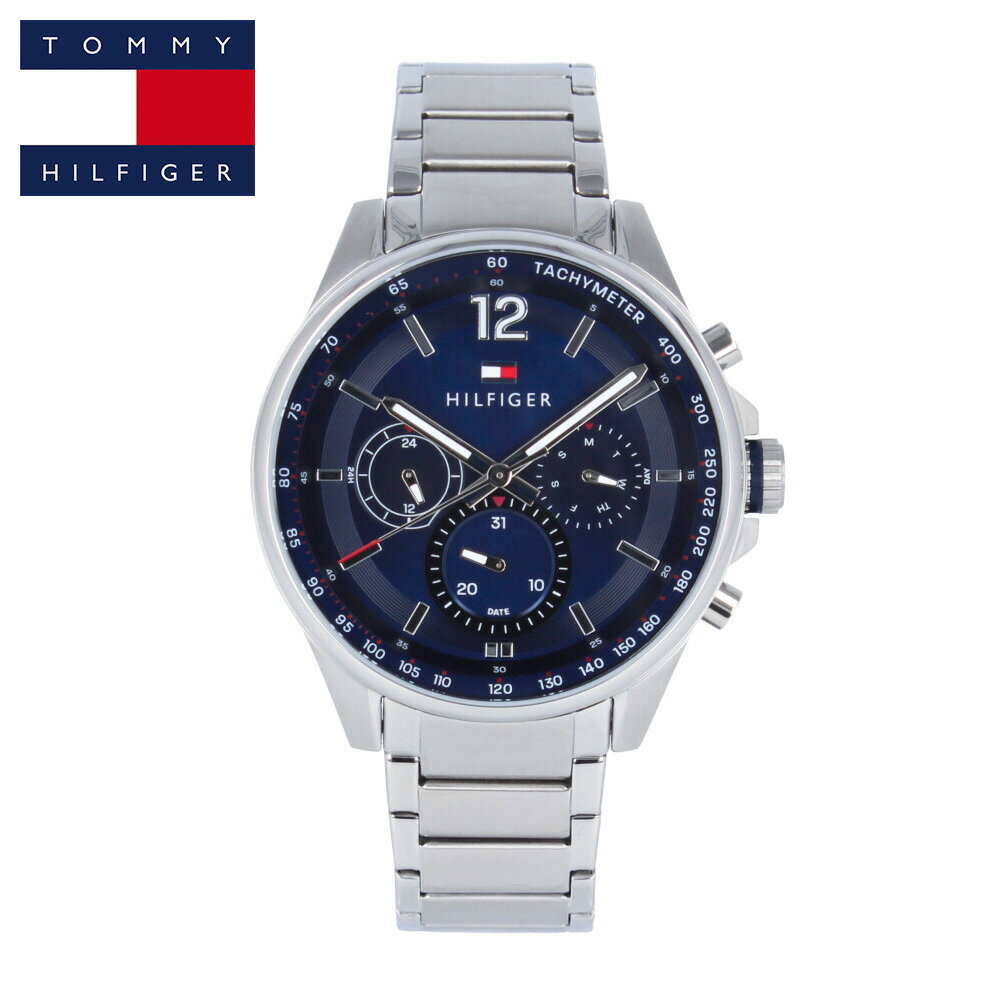 TOMMY HILFIGER トミー ヒルフィガー腕時計 時計 メンズ クオーツ アナログ 3針 ステンレス メタル シルバー ネイビー 1791973プレゼント ギフト 1年保証 送料無料