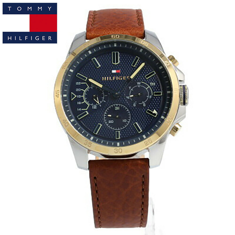 TOMMY HILFIGER / トミー ヒルフィガー 1791561 腕時計 メンズ ユニセックス レザーベルト 革 マルチファンクション デイデイト カレンダー アナログ クオーツ