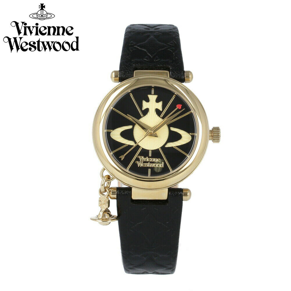 ヴィヴィアンウエストウッド SSで使える最大500円OFFクーポン配布中！VIVIENNE WESTWOOD / ヴィヴィアン ウエストウッド VV006BKGD 腕時計 レディース オーブチャーム ゴールド ブラック レザー 父の日